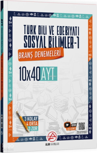Alan Yayınları AYT Türk Dili ve Edebiyatı ve Sosyal Bilimler 1 - 10 x 40 Branş Denemeleri