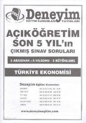 AÖF 4. Sınıf İktisat Dersleri| Türkiye Ekonomisi; Çıkmış Sınav Soruları