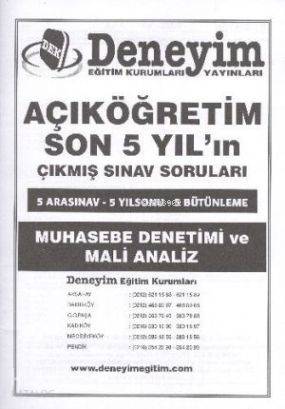 AÖF 4. Sınıf İşletme Dersleri| Muhasebe Denetimi ve Mali Analiz; Çıkmış Sınav Soruları