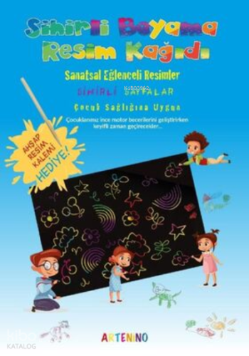 Artenino Sihirli Boyama Kağıdı 3 Sihirli Sayfa + 1 Ahşap Kalem