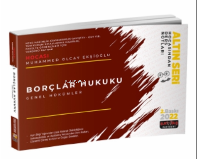 Borçlar Hukuku Genel Hükümler Hocasından Ders Notları 2022 - Kitapiks.