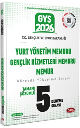 Data Yayınları Gençlik ve Spor Bakanlığı Yurt Yönetim Memuru Gençlik Hizmetleri Memur 5 Deneme Sınavı