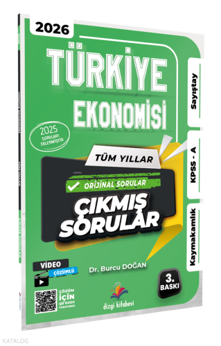 Dizgi Kitap 2026 Türkiye Ekonomisi Kaymakamlık KPSS A Sayıştay Tüm Yıllar Tamamı Video Çözümlü Çıkmış Sorular