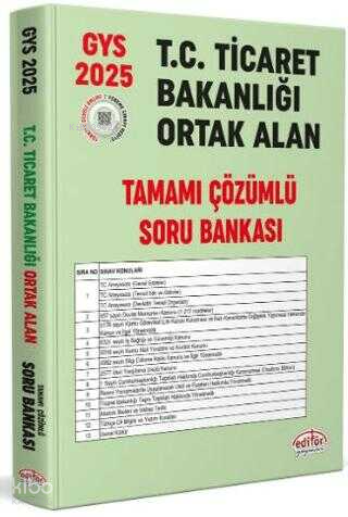 Editör T.C. Ticaret Bakanlığı Tüm Kadrolar İçin Tamamı Çözümlü Ortak Alan Soru Bankası