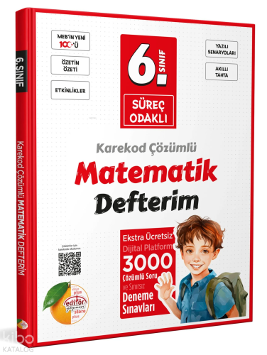 Editör Yayınevi 6. Sınıf Süreç Odaklı Matematik Defterim - Karekod Çöz