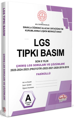 Editör Yayınları LGS Tıpkı Basım Çıkmış Sorular ve Çözümleri