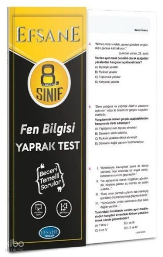 Efsane Yayınları 8. Sınıf Fen Bilimleri Yaprak Test