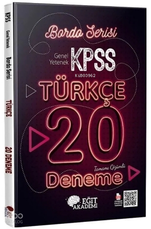 Eğit Akademi KPSS Türkçe Tamamı Çözümlü 20 Bordo Deneme Sınavı