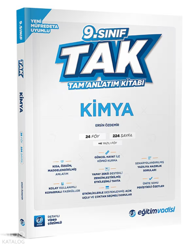 Eğitim Vadisi 2025 9. Sınıf Kimya Tak Tam İzleme Kitabı
