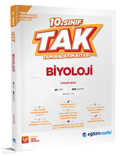 Eğitim Vadisi Yayınları 10. Sınıf Tam Anlatım Kitabı Biyoloji