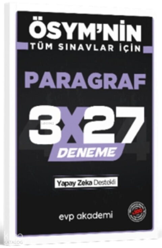 EVP Akademi ÖSYM'nin Tüm Sınavlar İçin 3x27 Paragraf Deneme