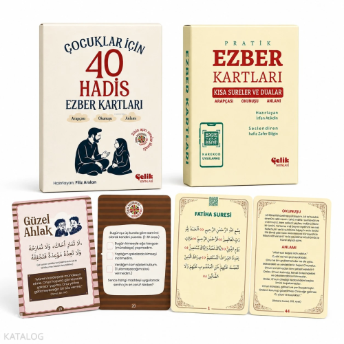 Ezber Kartları Seti;1 - Çocuklar İçin 40 Hadis - 2 - Kısa Sureler ve D