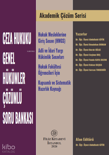 Filiz Kitabevi Akademik Çözüm Serisi Ceza Hukuku Genel Hükümler Çözümlü Soru Bankası