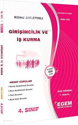 Girişimcilik ve İş Kurma Konu Anlatımlı Hedef Sorular 4. Sınıf Güz Dönemi 7. Yarıyıl