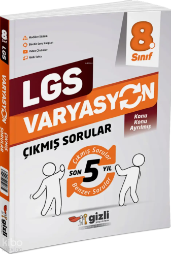 Gizli Yayınları 8.Sınıf LGS Varyasyon Son 6 Yıl Konu Konu Çıkmış Sorular ve Benzerleri