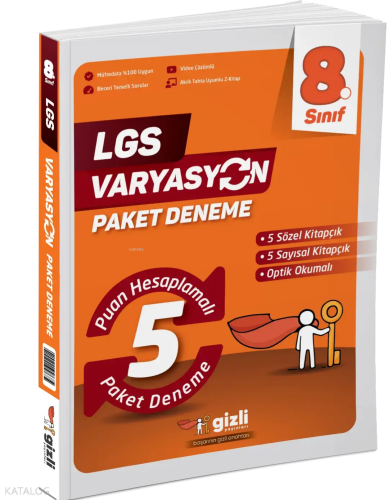 Gizli Yayınları 8.Sınıf LGS Varyasyon Tüm Dersler Deneme Sınavı