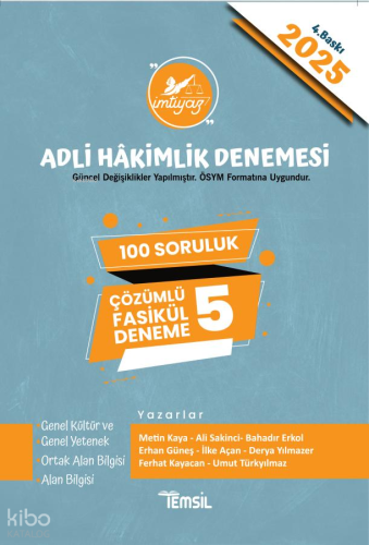 İmtiyaz Adli Hâkimlik Sınavı  Çözümlü 5 Deneme 2025