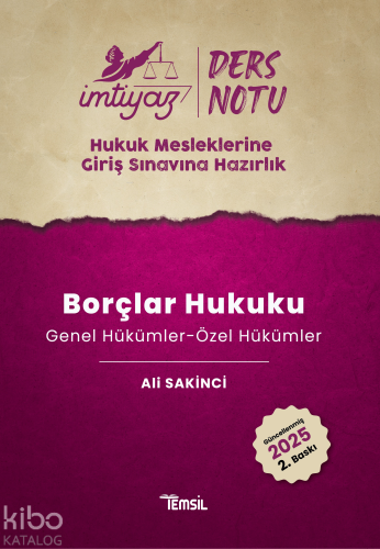 İmtiyaz HMGS Borçlar Hukuku Genel Hükümler - Özel Hükümler Ders Notları