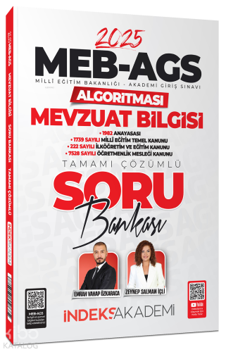 İndeks Akademi 2025 MEB-AGS Algoritması Mevzuat Bilgisi Soru Bankası Çözümlü