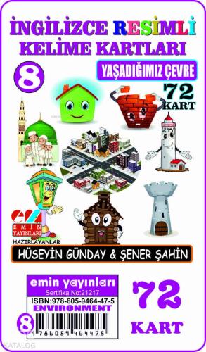 İngilizce 08.Yaşadığımız Çevre / Resimli Kelime Kartları 72-Kart - Kit