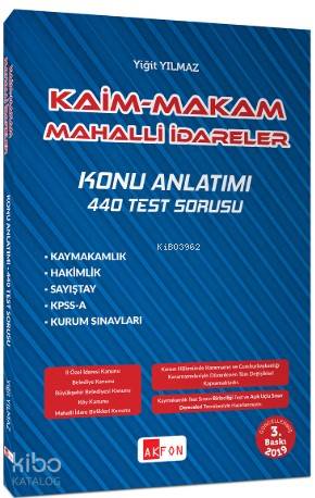 Kaim Makam Mahalli İdareler Konu Anlatımlı Soru Bankası