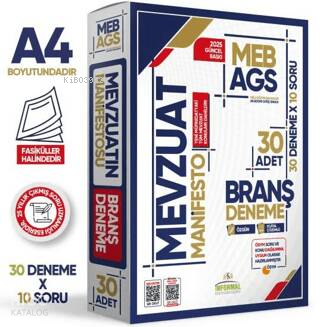 Karakutu Yayınları 2025 MEB AGS Mevzuat Manifesto Branş Deneme Paketi 30lu Fasikül Seti Özgün Dijital Çözümlü