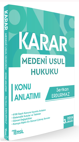Karar Medeni Usul Hukuku Konu Anlatımı