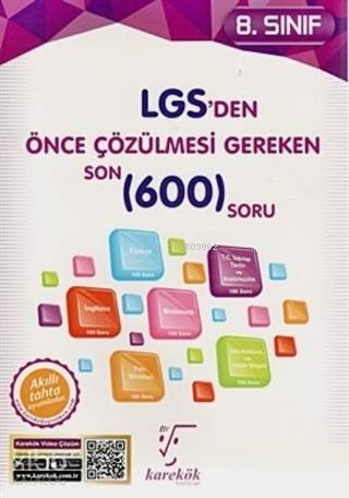 Karekök Yayınları 8. Sınıf LGS den Önce Çözülmesi Gereken Son 600 Soru