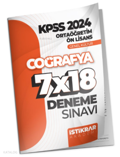 KPSS 2024 Ortaöğretim-Ön Lisans Genel Kültür Coğrafya 7x18 Deneme Sınavı
