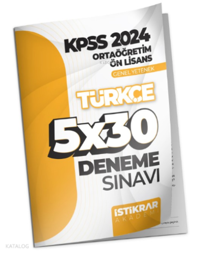 KPSS 2024 Ortaöğretim-Ön Lisans Genel Yetenek Türkçe 5x30 Deneme Sınavı