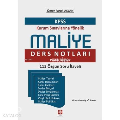 KPSS Kurum Sınavlarına Yönelik Maliye Ders Notları Pratik Bilgiler