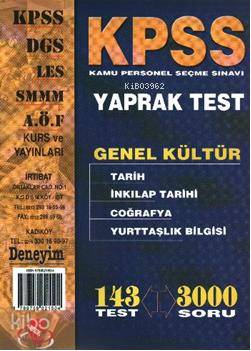 KPSS Yapak Test; Taih, İnkılap Tarihi, Coğrafya, Vatandaşlık Bilgisi
