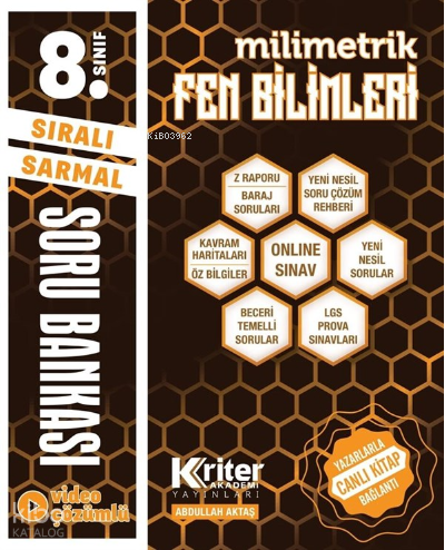 Kriter Akademi Yayınları 8. Sınıf Fen Bilimleri Milimetrik Soru Bankası