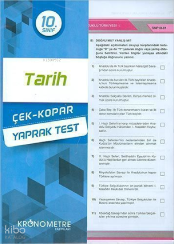 Kronometre - 10. Sınıf Tarih Yaprak Test