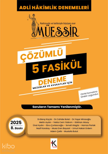 Kuram Kitap Müessir Adli Hakimlik Denemeleri - 2025 Çözümlü 5 Deneme