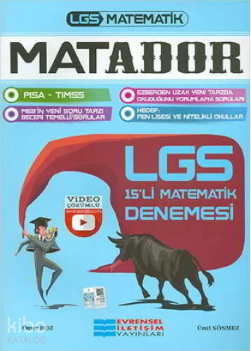 LGS Matador Matematik Video Çözümlü Deneme Sınavı 15 Adet Evrensel İletişim Yayınları