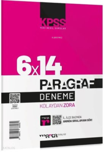 Marka Yayıncılık KPSS Yeni Nesil Video Çözümlü Kolaydan Zora 6x14 Paragraf Deneme