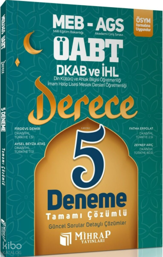 Mihrap Yayınları ÖABT MEB-AGS Din Kültürü ve Ahlak Bilgisi Öğretmenliği Derece 5 Deneme Çözümlü