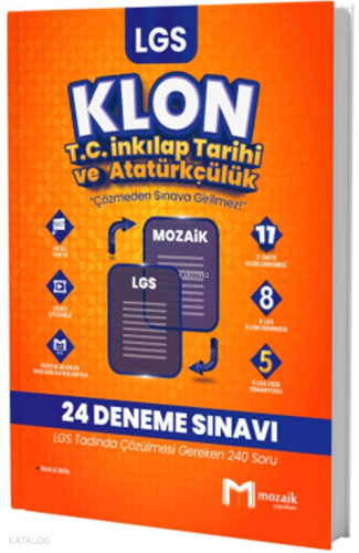 Mozaik Yayınları 8. Sınıf LGS T.C. İnkılap Tarihi ve Atatürkçülük Klon 24 Deneme