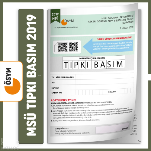 MSÜ 2019 ÖSYM Tıpkı Basım Türkiye Geneli Dijital Çözümlü Çıkmış Soru Kitapçığı