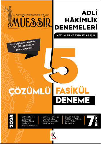 Müessir Adli Hakimlik Denemeleri- 2024 Çözümlü 5 Deneme