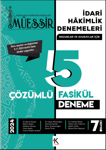 Müessir İdari Hakimlik Denemeleri- 2024 Çözümlü 5 Deneme