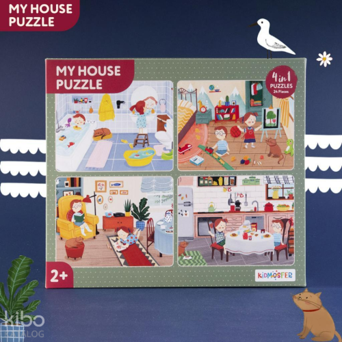 My House / Evin Bölümleri 4'ü 1 Aradada Puzzle (Yapboz) 6*4 Parça