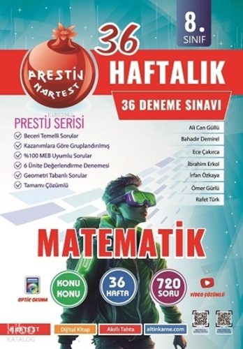 Nartest Yayınevi 8. Sınıf Haftalık Matematik Denemeleri