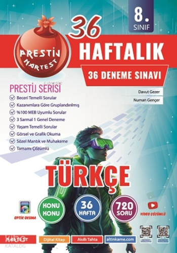 Nartest Yayınevi 8. Sınıf Haftalık Türkçe Denemeleri