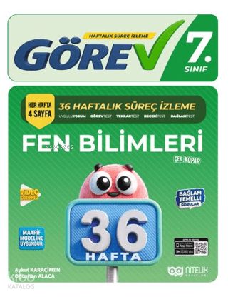 Nitelik 7. Sınıf Görev Fen Bilimleri 36 Haftalık Süreç İzleme Kitabı