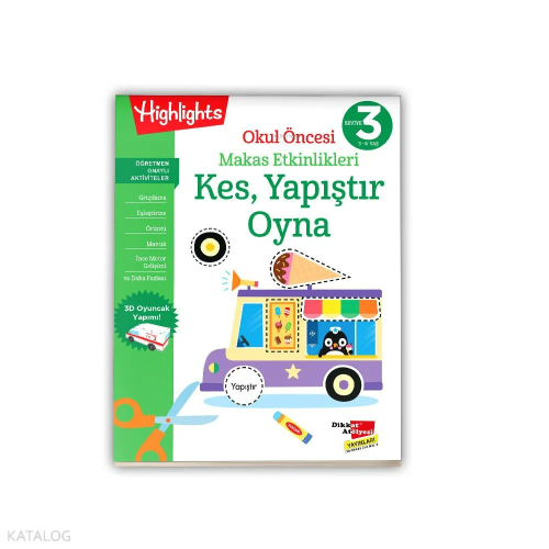 Okul Öncesi Makas Etkinlikleri Kes, Yapıştır, Oyna 3. Seviye