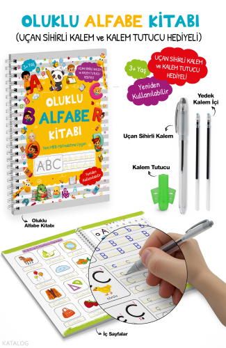 Oluklu Alfabe Kitabı (Uçan Sihirli Kalem ve Kalem Tutucu Hediyeli)