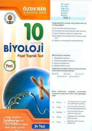 Özdebir 10.Sınıf Poşet Yaprak Test Biyoloji - Kitapiks.com