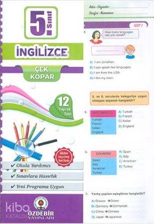 Özdebir 5.Sınıf Poşet Yaprak Test İngilizce - Kitapiks.com